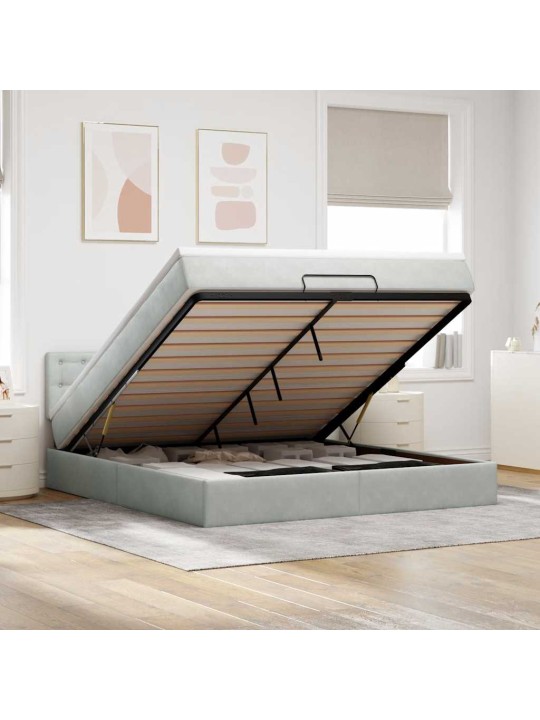 OTTOMANI VOODI MADRATSIGA JA LED, HELEHALL, 180X200CM, SAMET