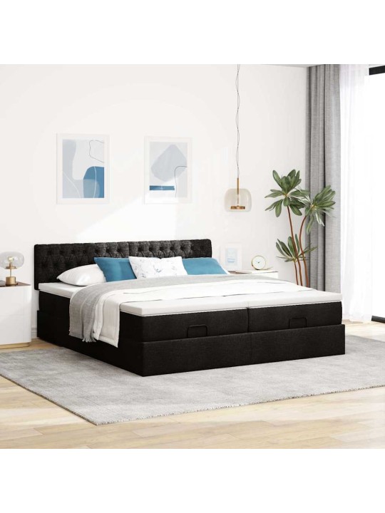 OTTOMANI VOODIRAAM MADRATSITEGA, MUST, 180X200CM, KANGAS