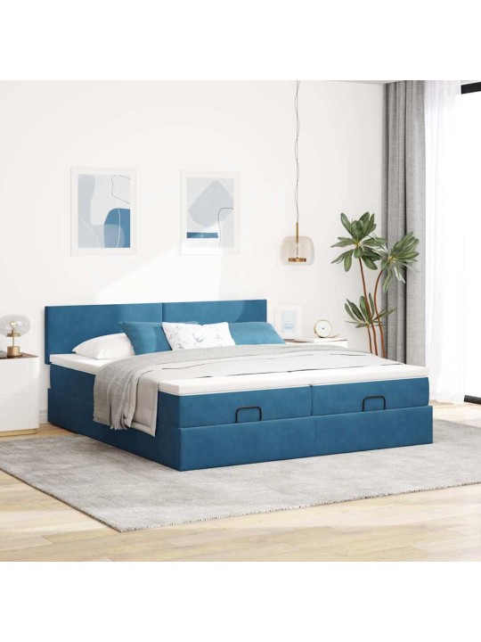 OTTOMANI VOODIRAAM MADRATSITEGA, TUMESININE, 180X200 CM, SAMET