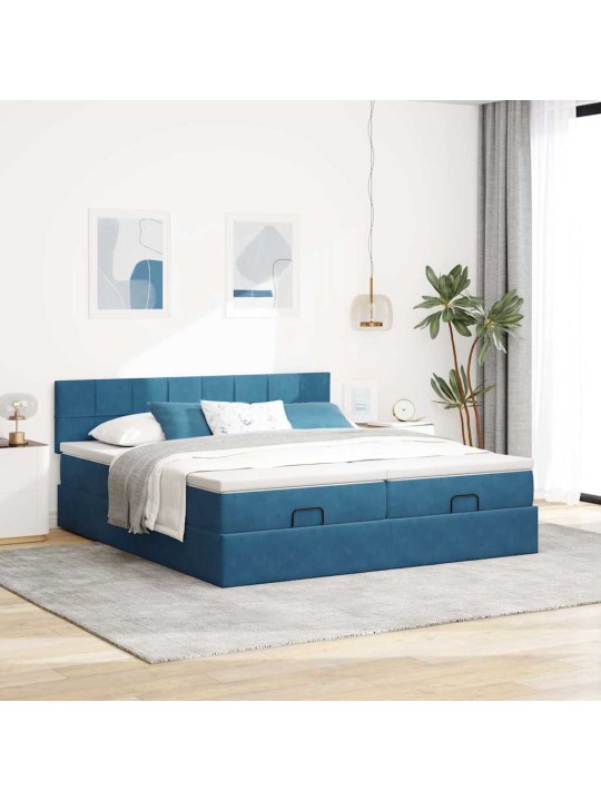 OTTOMANI VOODIRAAM MADRATSITEGA, TUMESININE, 180X200 CM, SAMET