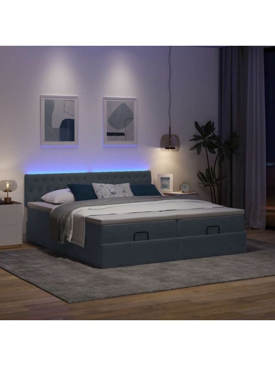 OTTOMANI VOODIRAAM MADRATSITEGA, TUMEHALL, 180X200 CM, SAMET