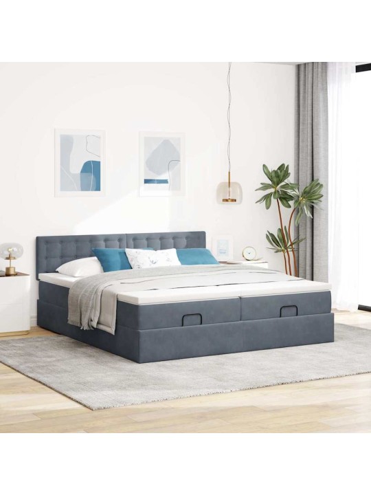 OTTOMANI VOODIRAAM MADRATSITEGA, TUMEHALL, 200X200 CM, SAMET