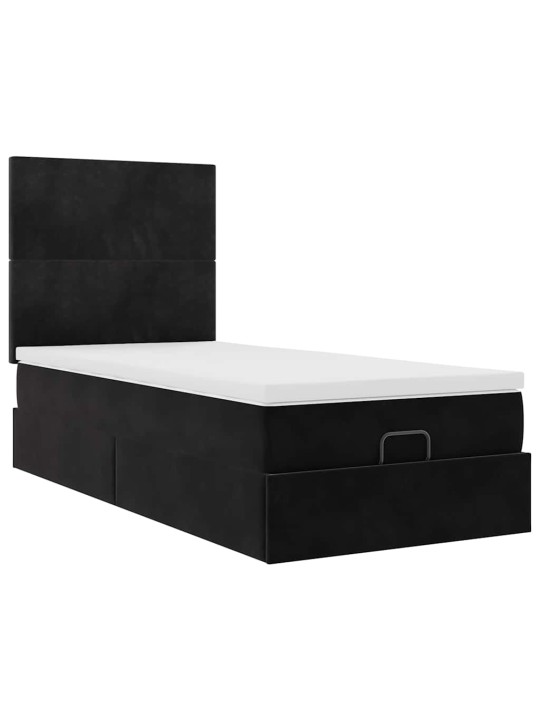 OTTOMANI VOODIRAAM MADRATSITEGA, MUST, 90X190 CM, SAMET