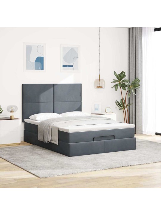 OTTOMANI VOODI MADRATSITEGA, TUMEHALL, 140X200 CM, SAMET