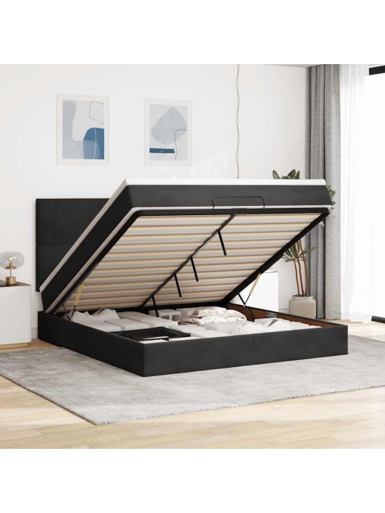 OTTOMANI VOODIRAAM MADRATSITEGA, TUMEHALL, 180X200 CM, SAMET