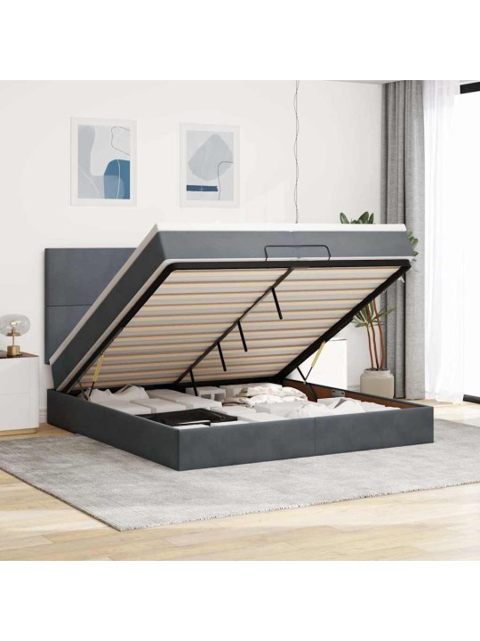 OTTOMANI VOODIRAAM MADRATSITEGA, TUMEHALL, 200X200 CM, SAMET