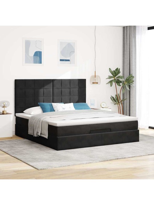 OTTOMANI VOODIRAAM MADRATSITEGA, MUST, 160X200 CM, SAMET