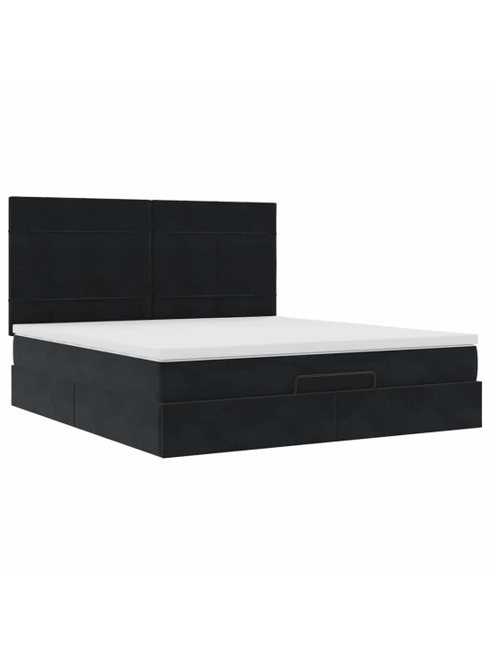 OTTOMANI VOODIRAAM MADRATSITEGA, MUST, 180X200 CM, SAMET