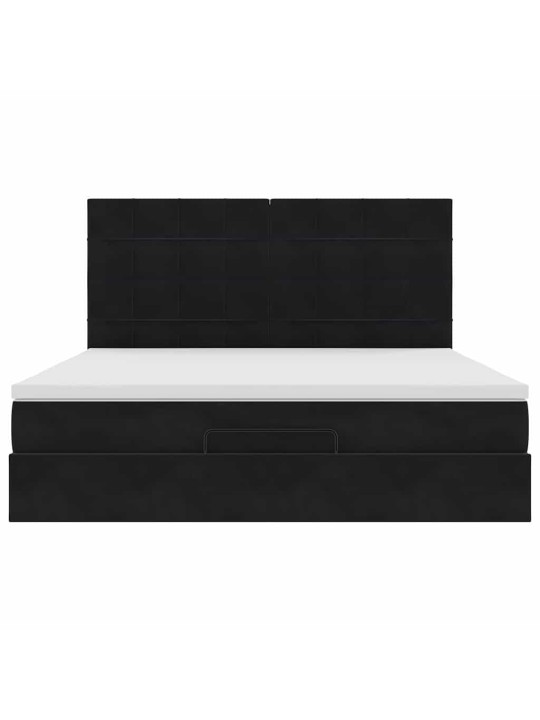 OTTOMANI VOODIRAAM MADRATSITEGA, MUST, 180X200 CM, SAMET
