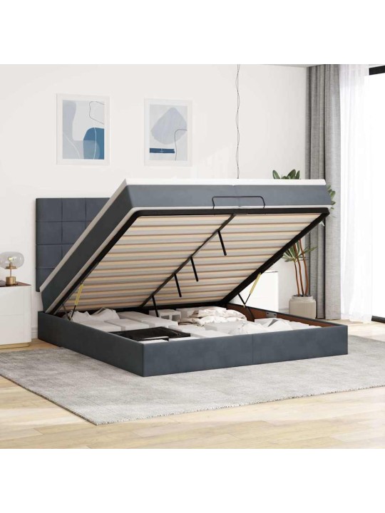 OTTOMANI VOODIRAAM MADRATSITEGA, TUMEHALL, 200X200 CM, SAMET