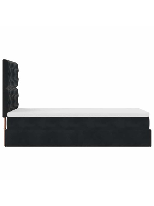 OTTOMANI VOODIRAAM MADRATSITEGA, MUST, 90X190 CM, SAMET