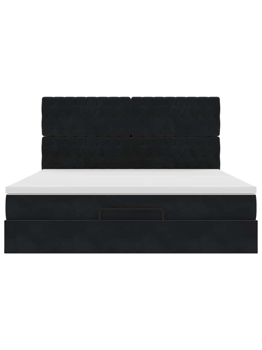 OTTOMANI VOODIRAAM MADRATSITEGA, MUST, 180X200 CM, SAMET