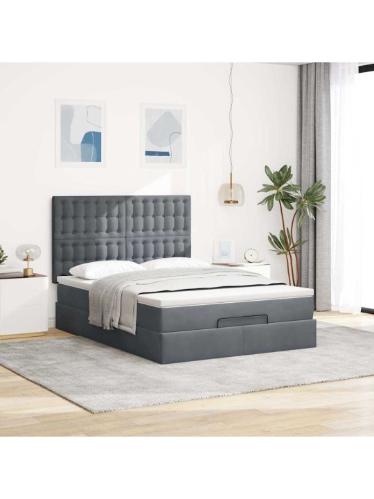 OTTOMANI VOODI MADRATSITEGA, TUMEHALL, 140X190CM, SAMET
