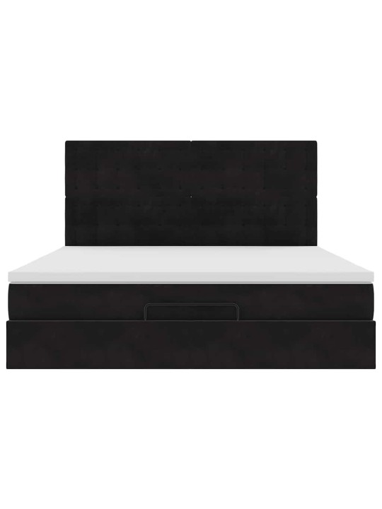 OTTOMANI VOODIRAAM MADRATSITEGA, MUST, 180X200 CM, SAMET