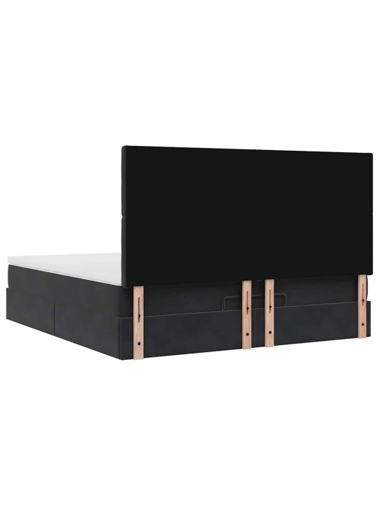 OTTOMANI VOODIRAAM MADRATSITEGA, MUST, 180X200 CM, SAMET