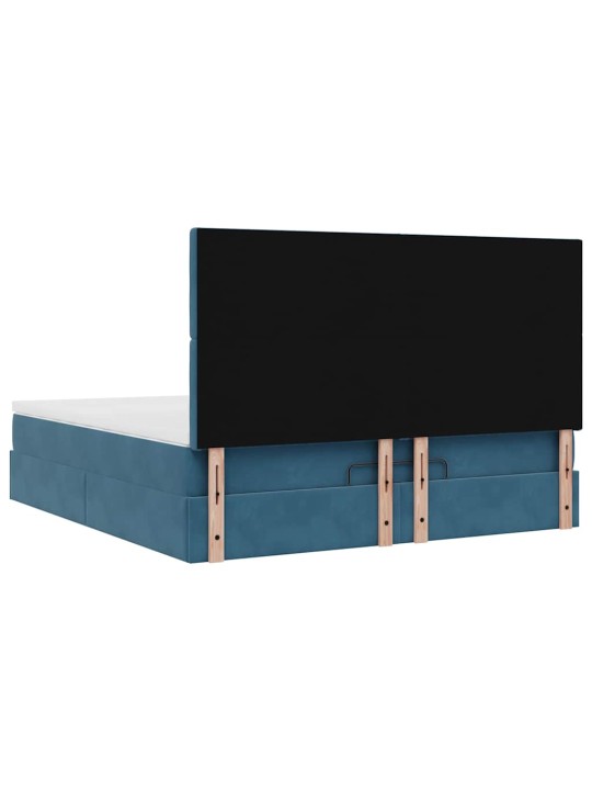 Ottomani voodiraam madratsitega, tumesinine, 180x200 cm, samet