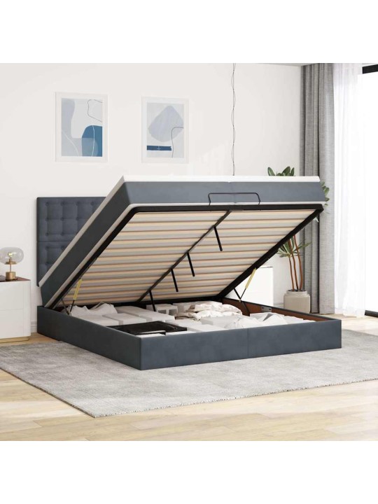 OTTOMANI VOODIRAAM MADRATSITEGA, TUMEHALL, 200X200 CM, SAMET
