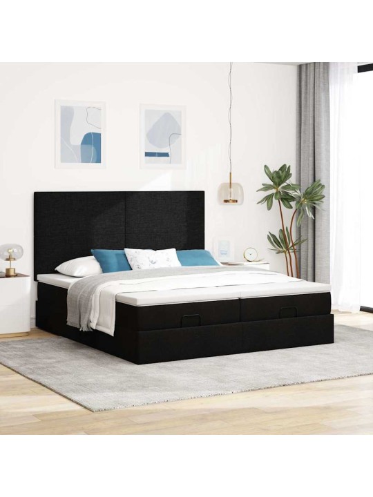 OTTOMANI VOODIRAAM MADRATSITEGA, MUST, 160X200CM, KANGAS