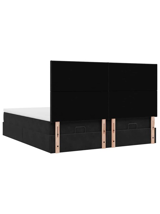 Ottomani voodiraam madratsitega, must, 180x200 cm, samet