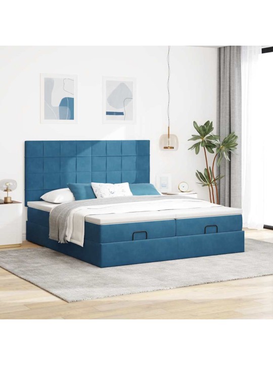 OTTOMANI VOODIRAAM MADRATSITEGA, TUMESININE, 180X200 CM, SAMET
