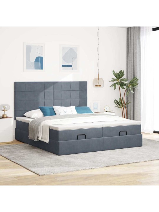 OTTOMANI VOODIRAAM MADRATSITEGA, TUMEHALL, 200X200 CM, SAMET