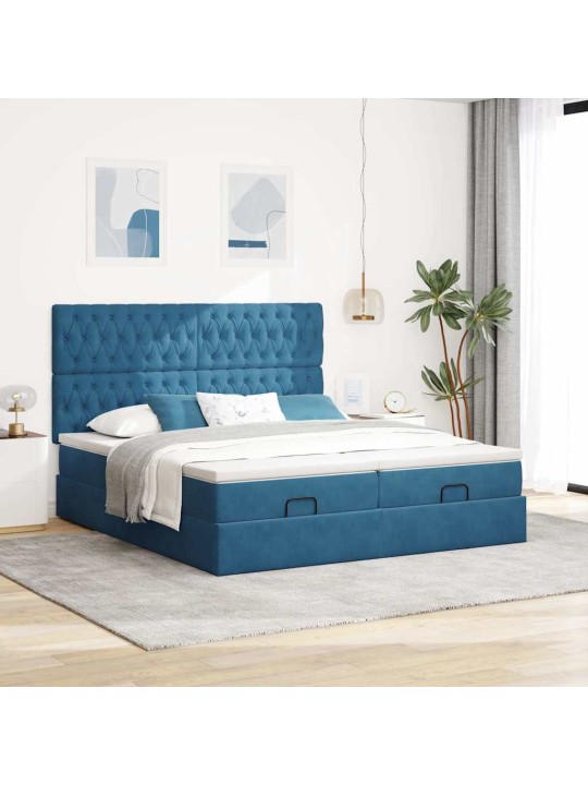 OTTOMANI VOODIRAAM MADRATSITEGA, TUMESININE, 180X200 CM, SAMET