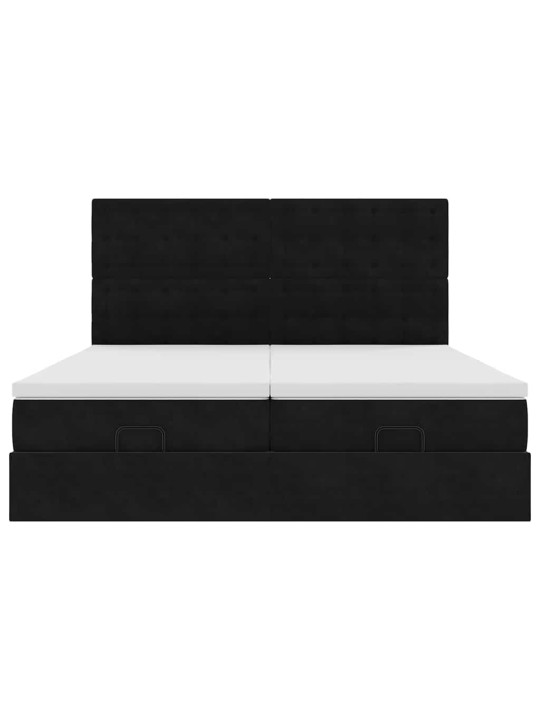 Ottomani voodiraam madratsitega, must, 180x200 cm, samet