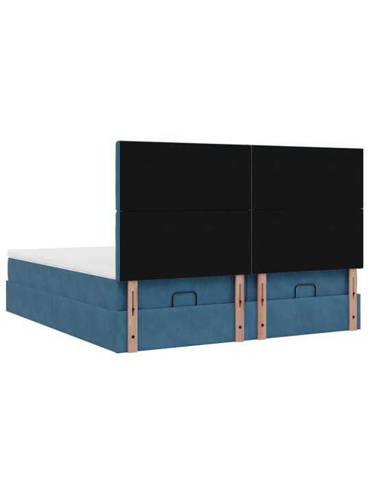 OTTOMANI VOODIRAAM MADRATSITEGA, TUMESININE, 200X200 CM, SAMET