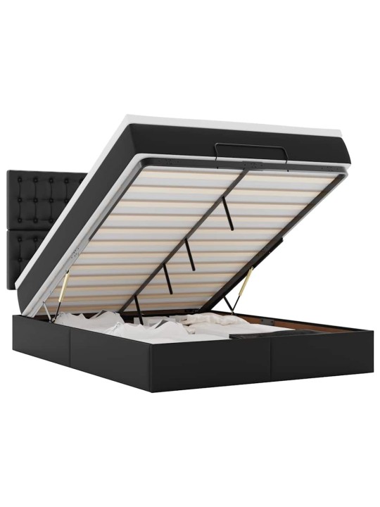 OTTOMANI VOODI MADRATSI JA LED-LAMPIDEGA MUST 140X190CM