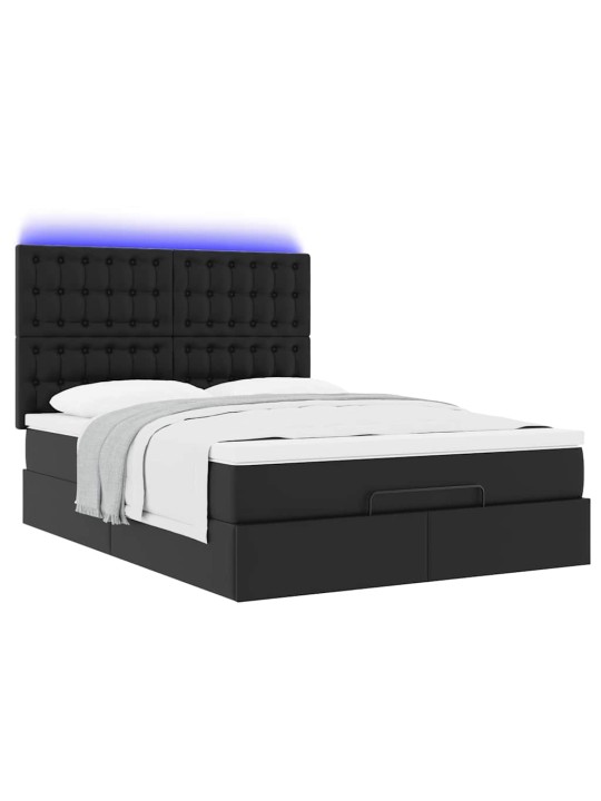 OTTOMANI VOODI MADRATSI JA LED-LAMPIDEGA MUST 140X190CM