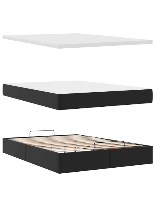 OTTOMANI VOODI MADRATSI JA LED-LAMPIDEGA MUST 140X190CM