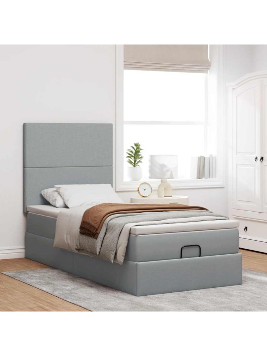 OTTOMANI VOODI MADRATSITA JA LED, HELEHALL, 90X200 CM, KANGAS