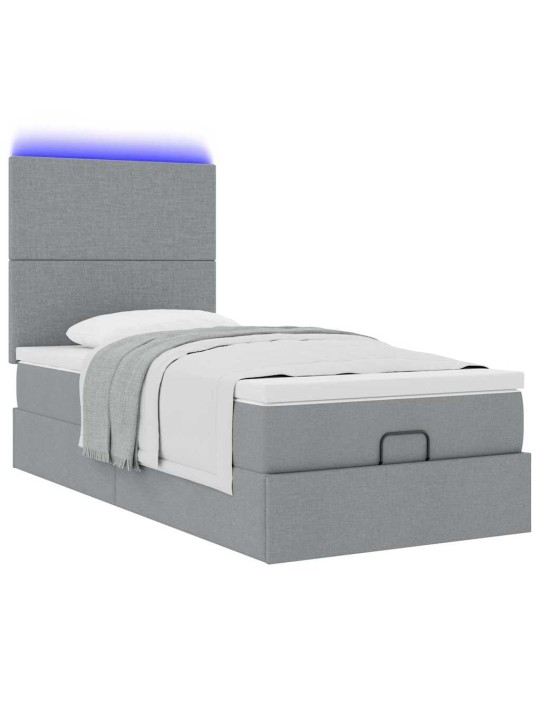 OTTOMANI VOODI MADRATSITA JA LED, HELEHALL, 90X200 CM, KANGAS