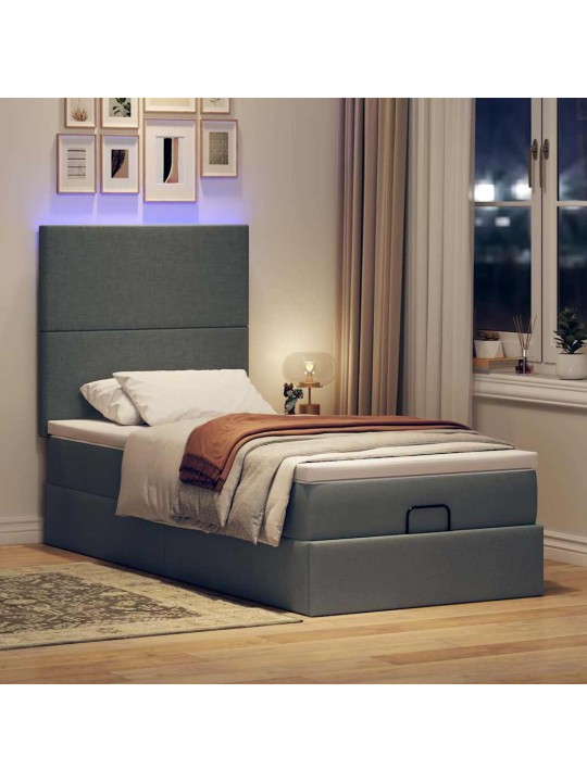 OTTOMANI VOODI MADRATSITA JA LED, TUMEHALL, 90X200 CM, KANGAS