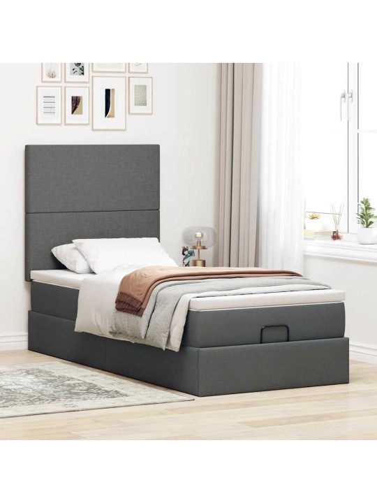 OTTOMANI VOODI MADRATSITA JA LED, TUMEHALL, 90X200 CM, KANGAS