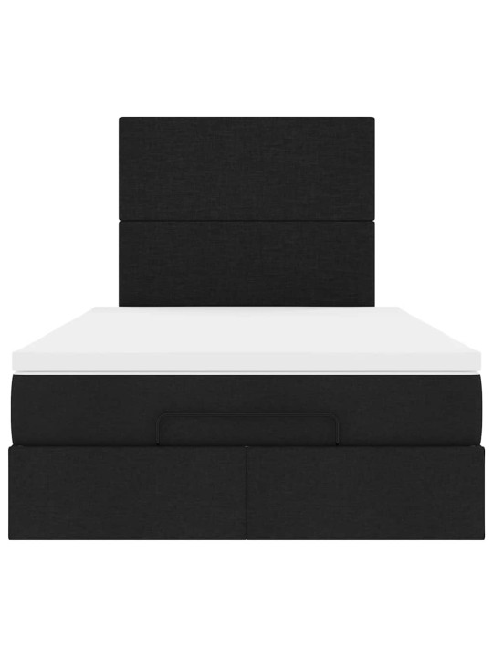 OTTOMANI VOODI MADRATSI JA LED, MUST, 120X190 CM, KANGAS