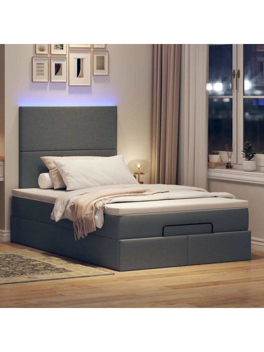 OTTOMANI VOODI MADRATSITA JA LED, TUMEHALL, 120X200 CM, KANGAS