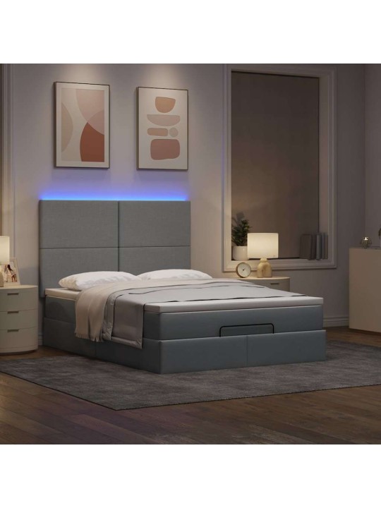 OTTOMANI VOODI MADRATSITA JA LED, HELEHALL, 140X190CM, KANGAS