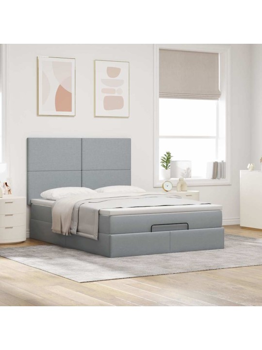 OTTOMANI VOODI MADRATSITA JA LED, HELEHALL, 140X190CM, KANGAS