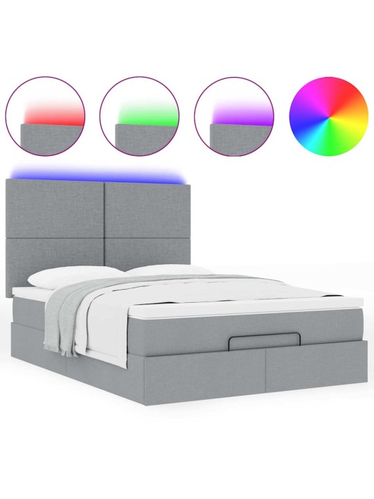 OTTOMANI VOODI MADRATSITA JA LED, HELEHALL, 140X190CM, KANGAS