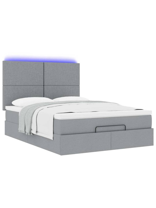 OTTOMANI VOODI MADRATSITA JA LED, HELEHALL, 140X190CM, KANGAS
