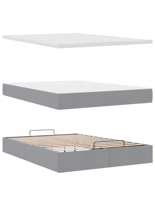 OTTOMANI VOODI MADRATSITA JA LED, HELEHALL, 140X190CM, KANGAS