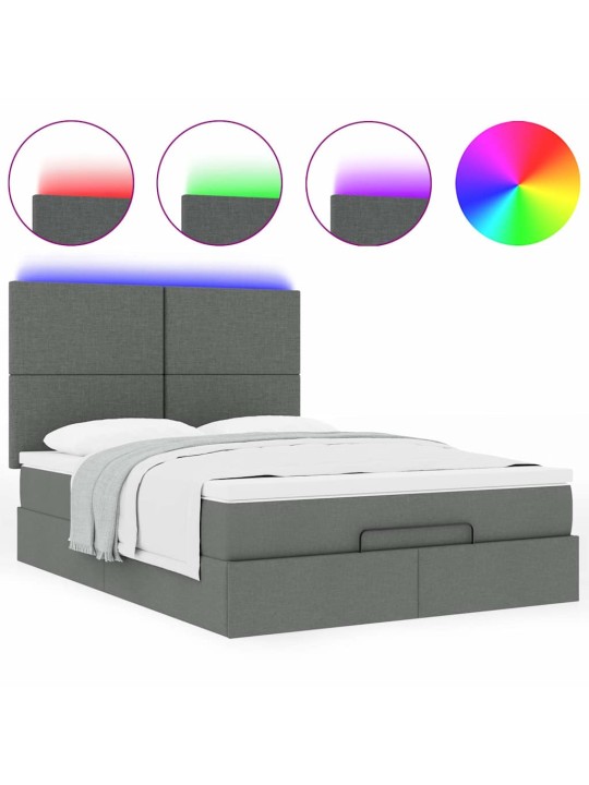 OTTOMANI VOODI MADRATSITA JA LED, TUMEHALL, 140X190CM, KANGAS