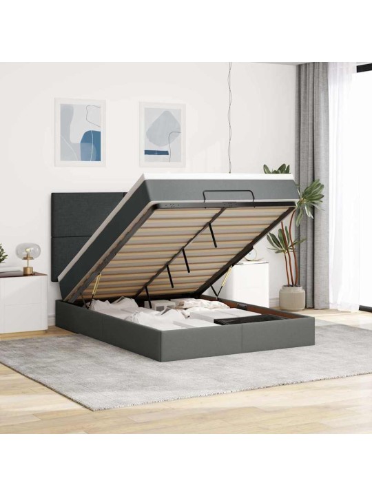 OTTOMANI VOODI MADRATSITA JA LED, TUMEHALL, 140X190CM, KANGAS