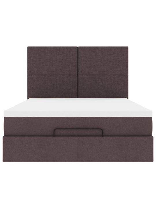 OTTOMANI VOODI MADRATSITA JA LED, TUMEPRUUN, 140X190CM, KANGAS