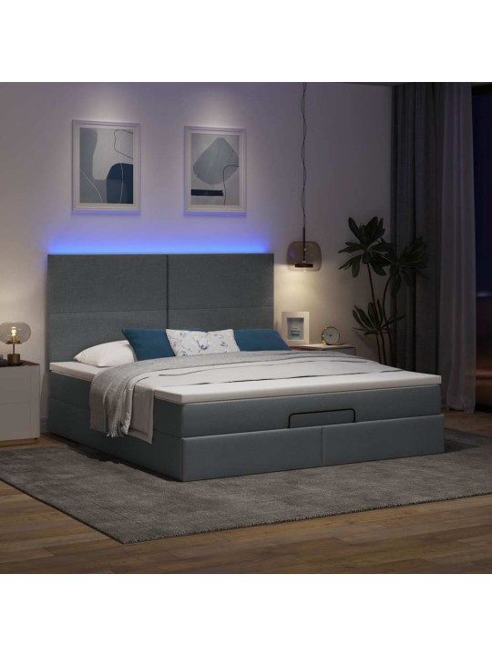 OTTOMANI VOODI MADRATSI JA LED, TUMEHALL, 180X200CM, KANGAS