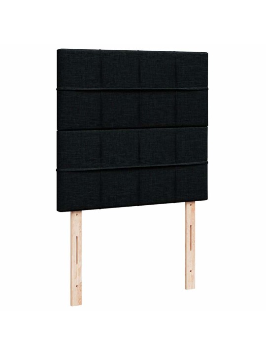 OTTOMANI VOODI MADRATSI JA LED, MUST, 80X200CM, KANGAS
