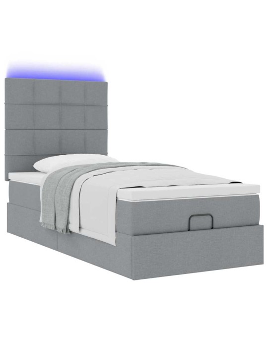 OTTOMANI VOODI MADRATSITA JA LED, HELEHALL, 90X200 CM, KANGAS