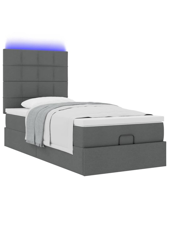 OTTOMANI VOODI MADRATSITA JA LED, TUMEHALL, 90X200 CM, KANGAS