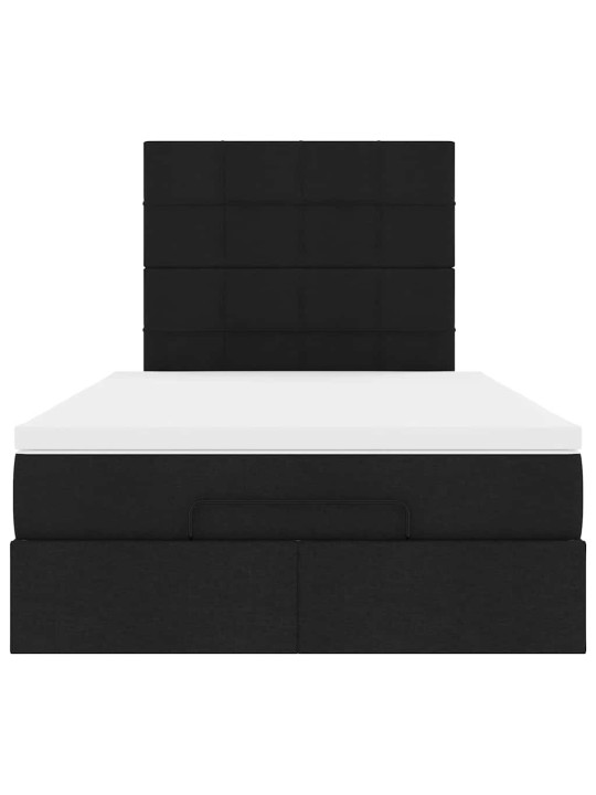 OTTOMANI VOODI MADRATSI JA LED, MUST, 120X190 CM, KANGAS